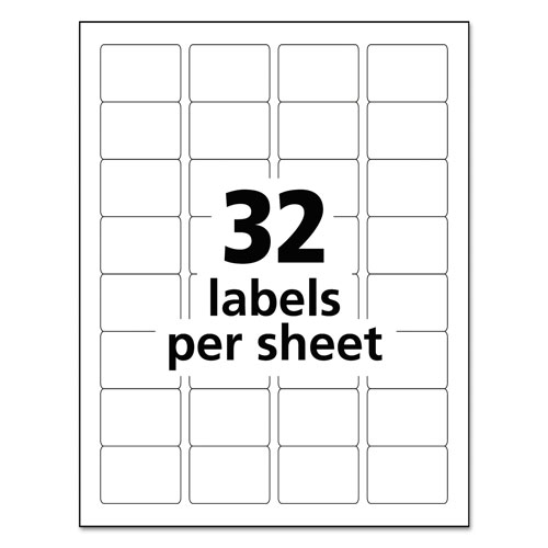 Avery Durable Permanent ID Labels with TrueBlock Technology, Laser Printers, 1.25 x 1.75, White, 32/Sheet, 50 Sheets/Pack