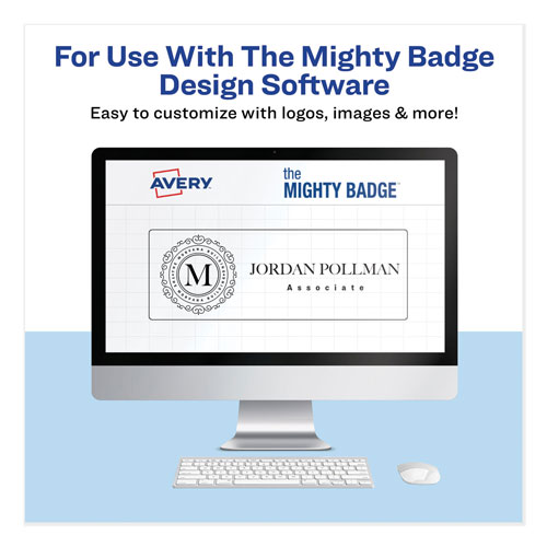 Avery The Mighty Badge Name Badge Inserts, 1 x 3, Clear, Inkjet, 20/Sheet,  5 Sheets/Pack, AVE71209