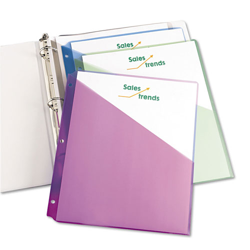 Avery Binder Pockets, 3-Hole Punched, 9 1/4 x 11, Assorted Colors, 5/Pack