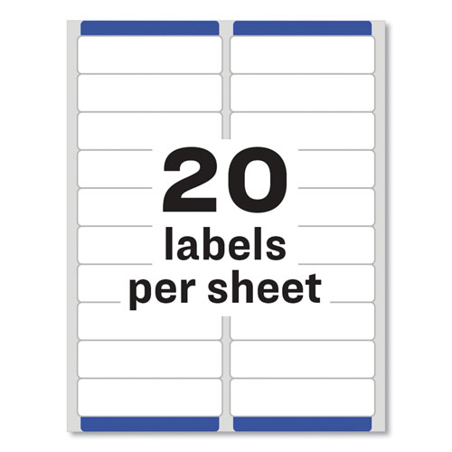 Avery Easy Peel White Address Labels w/ Sure Feed Technology, Inkjet Printers, 1 x 4, White, 20/Sheet, 25 Sheets/Pack