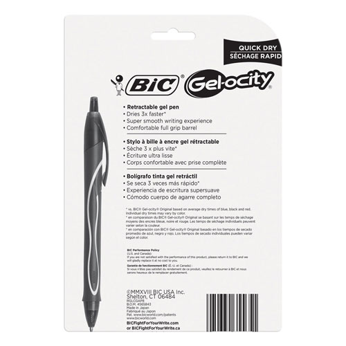 BIC Gelocity 0.7 Retractable Assorted Quick Dry Smooth Gel Ink Pen, Pack of  4