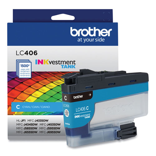 Brother LC406CS INKvestment Ink, 1,500 Page-Yield, Cyan