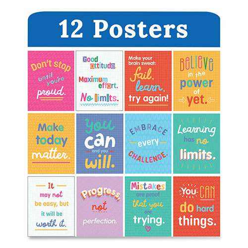Carson Dellosa Mini Posters, Growth Mindset Quotes, 8.5 x 11, 12/Set