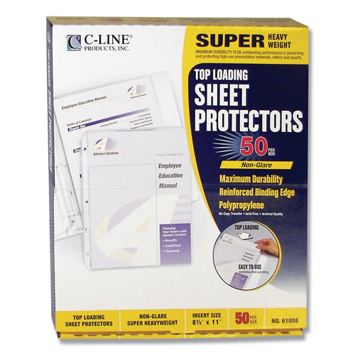 C-Line Super Heavyweight Poly Sheet Protectors, Non-Glare, 2