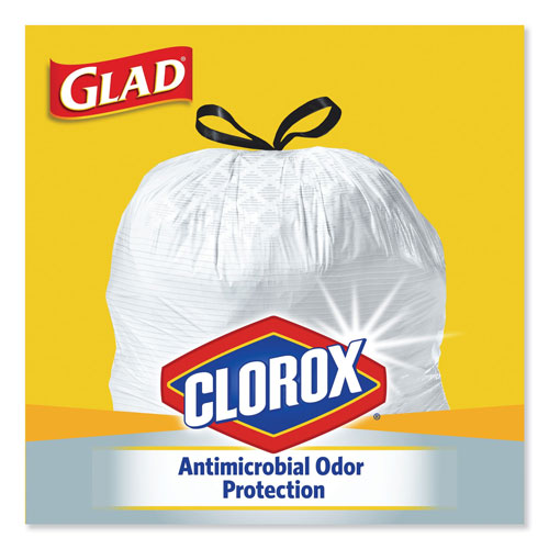 Clorox Glad OdorShield Tall Kitchen Drawstring Bags, 13 gal, 0.95 mil, 24  x 27.38, White, 80/Box, CLO78900BX