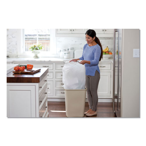 Tall Kitchen Drawstring Trash Bags, 13 gal, 0.72 mil, 23.75 x 24.88, White,  240/Carton