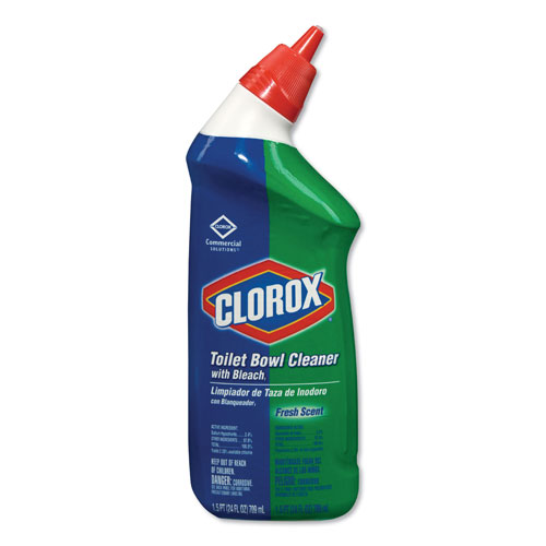 Clorox Toilet Bowl Cleaner with Bleach, Fresh Scent, 24oz Bottle, 12/Carton