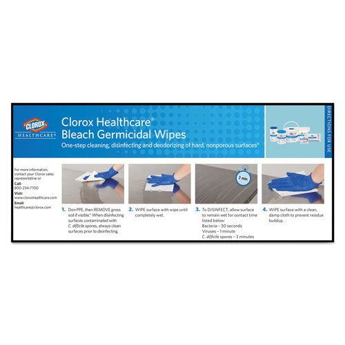 Clorox Bleach Germicidal Wipes, 6 3/4 x 9, Unscented, 70/Canister
