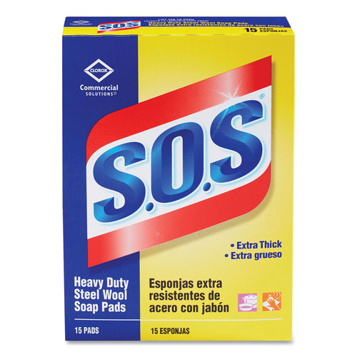 S.O.S. Steel Wool Soap Pad, 15 Pads/Box, 12 Boxes/Carton