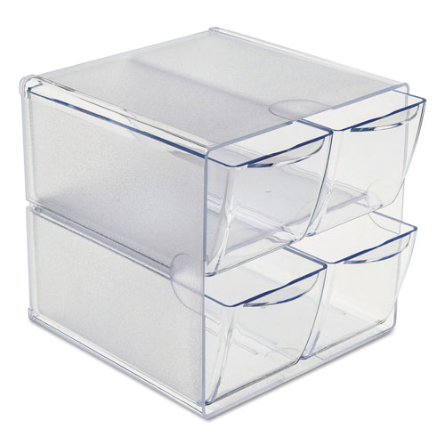 Deflecto Stackable Cube Organizer 4 Drawers, 6 x 7 1/8 x 6, Clear