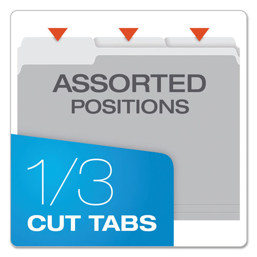 Pendaflex Colored File Folders, 1/3-Cut Tabs, Letter Size, Gray/Light Gray, 100/Box