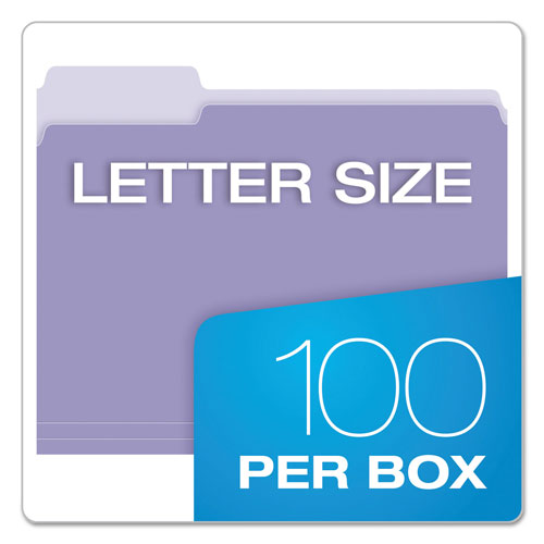 Pendaflex Colored File Folders, 1/3-Cut Tabs, Letter Size, Lavender/Light Lavender, 100/Box