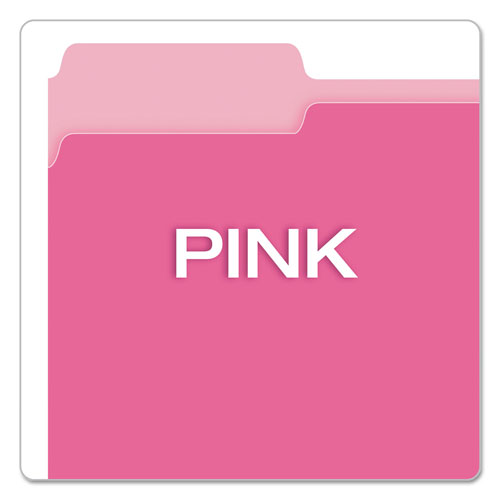 Pendaflex Colored File Folders, 1/3-Cut Tabs, Letter Size, Pink/Light Pink, 100/Box