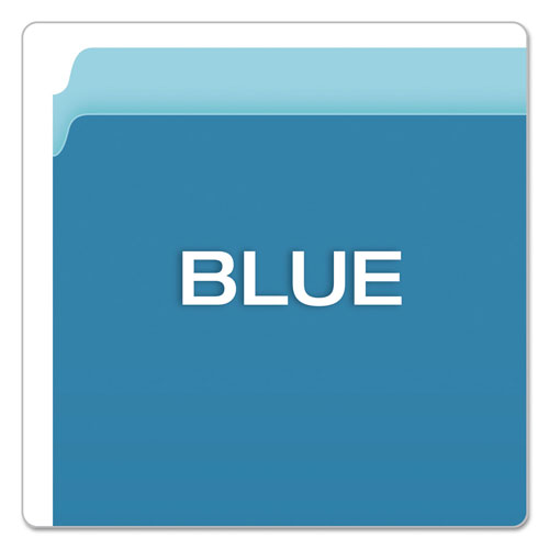 Pendaflex Colored File Folders, Straight Tab, Letter Size, Blue/Light Blue, 100/Box