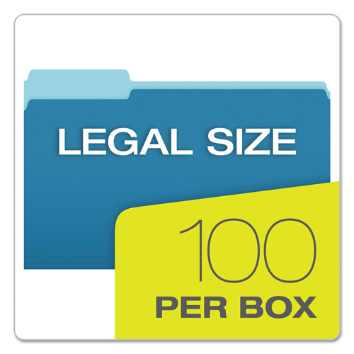 Pendaflex Colored File Folders, 1/3-Cut Tabs, Legal Size, Blue/Light Blue, 100/Box