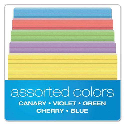 Esselte Ruled Index Cards, 5 x 8,  Assorted Colors - 100 count