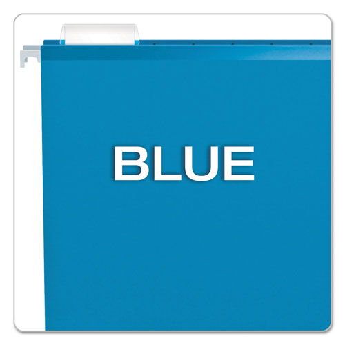 Pendaflex Colored Reinforced Hanging Folders, Letter Size, 1/5-Cut Tab, Blue, 25/Box