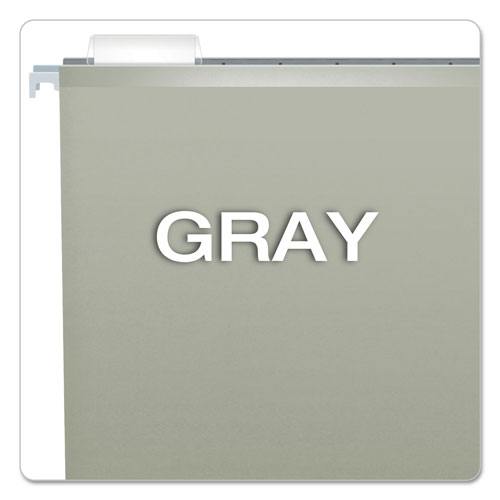 Pendaflex Colored Reinforced Hanging Folders, Letter Size, 1/5-Cut Tab, Gray, 25/Box