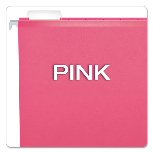 Pendaflex Colored Reinforced Hanging Folders, Letter Size, 1/5-Cut Tab, Pink, 25/Box