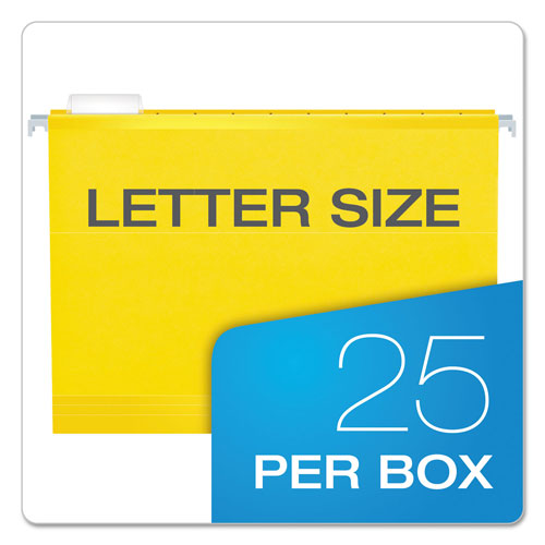 Pendaflex Colored Reinforced Hanging Folders, Letter Size, 1/5-Cut Tab, Yellow, 25/Box