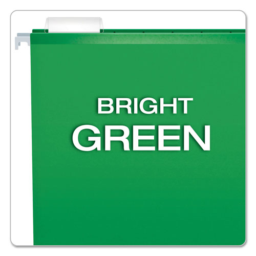 Pendaflex Extra Capacity Reinforced Hanging File Folders with Box Bottom, Letter Size, 1/5-Cut Tab, Bright Green, 25/Box