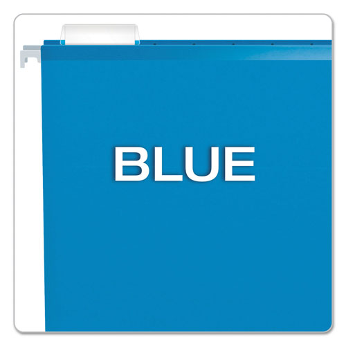 Pendaflex Extra Capacity Reinforced Hanging File Folders with Box Bottom, Letter Size, 1/5-Cut Tab, Blue, 25/Box