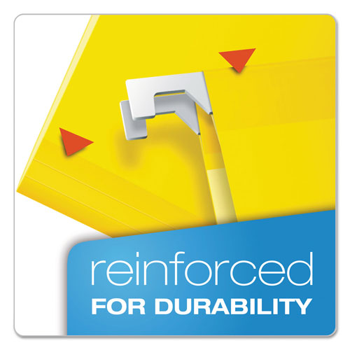Pendaflex Colored Reinforced Hanging Folders, Legal Size, 1/5-Cut Tab, Yellow, 25/Box