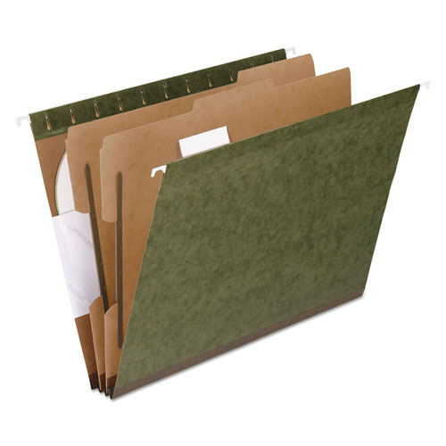 Pendaflex SureHook Reinforced Hanging Divider Folders, 2 Dividers, Letter Size, Green, 10/Box