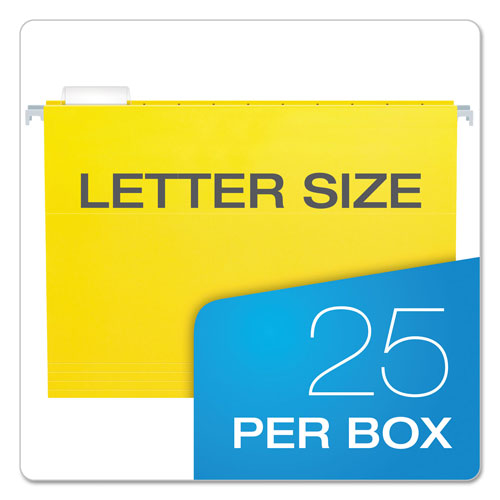 Pendaflex Colored Hanging Folders, Letter Size, 1/5-Cut Tab, Yellow, 25/Box