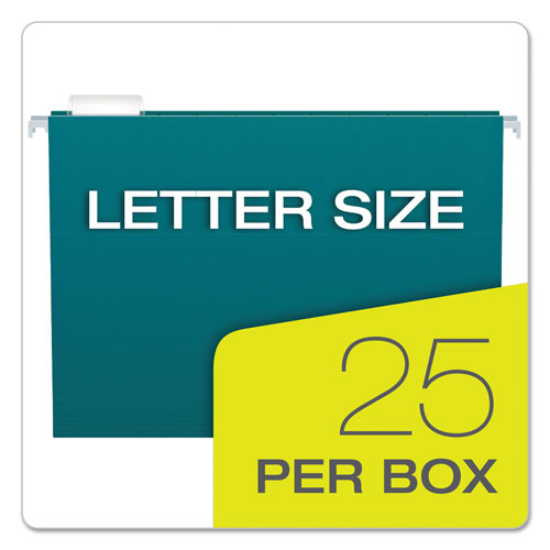 Pendaflex Colored Hanging Folders, Letter Size, 1/5-Cut Tab, Teal, 25/Box