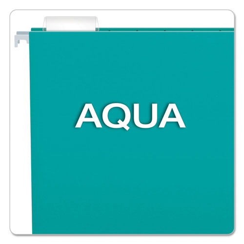 Pendaflex Colored Hanging Folders, Letter Size, 1/5-Cut Tab, Aqua, 25/Box
