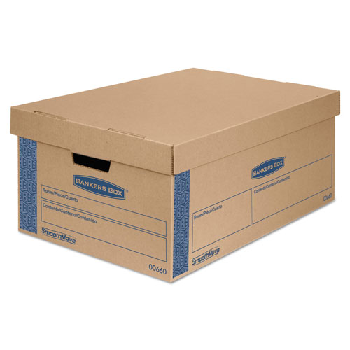 Fellowes SmoothMove Prime Moving/Storage Boxes, Lift-Off Lid, Half Slotted Container, Large, 15
