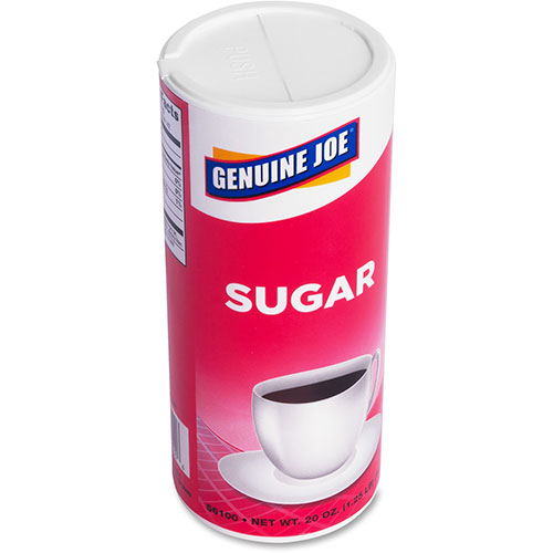 Genuine Joe White Sugar Canister with Reclosable Lid, 20 Ounce