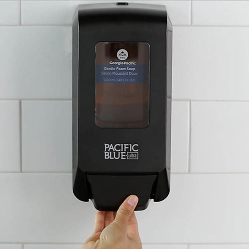 Pacific Blue Ultra Wall-Mounted Manual Foaming Soap/Sanitizer Dispenser, Black, 5.6x4.4x11.5