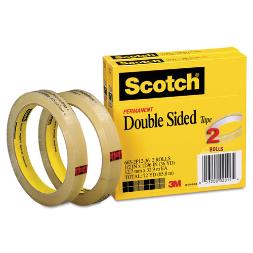 Scotch 665 Double Sided Tape, 1/2 x 900, 1 Core, 1-Roll