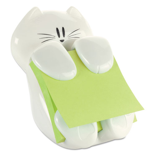 Post-it® Cat Notes Dispenser, For 3 x 3 Pads, White, Includes (2) Rio de Janeiro Super Sticky Pop-up Pad