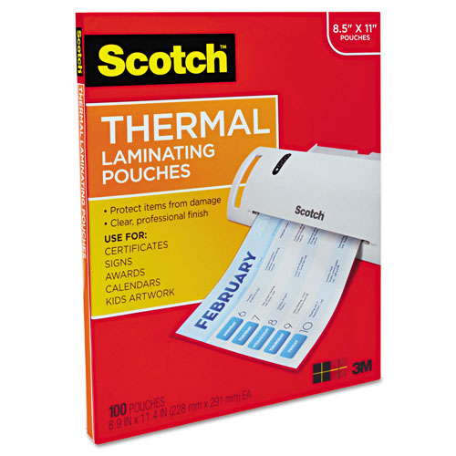 3m Scotch™ Laminating Pouches 3 Mil 9 X 115 Gloss Clear 100pack Mmmtp3854100 