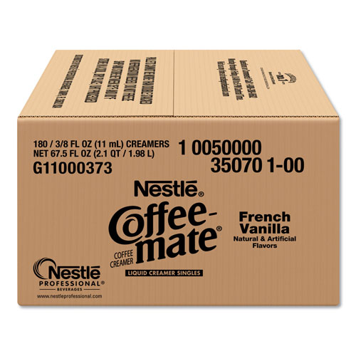 Coffee-Mate® Liquid Coffee Creamer, French Vanilla, 0.38 oz Mini Cups, 180/Carton