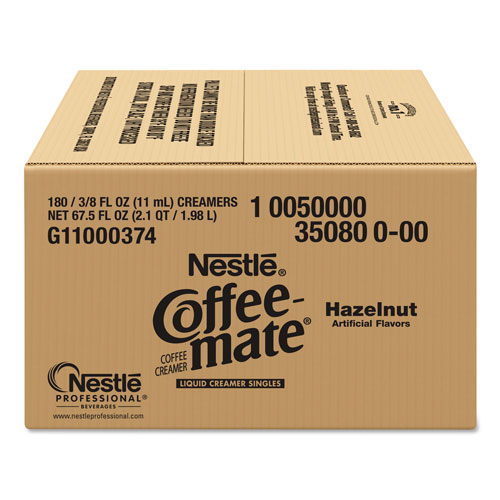 Coffee-Mate® Liquid Coffee Creamer, Hazelnut, 0.38 oz Mini Cups, 180/Carton