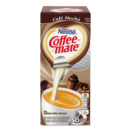 Coffee-Mate® Liquid Coffee Creamer, Cafe Mocha, 0.38 oz Mini Cups, 50/Box