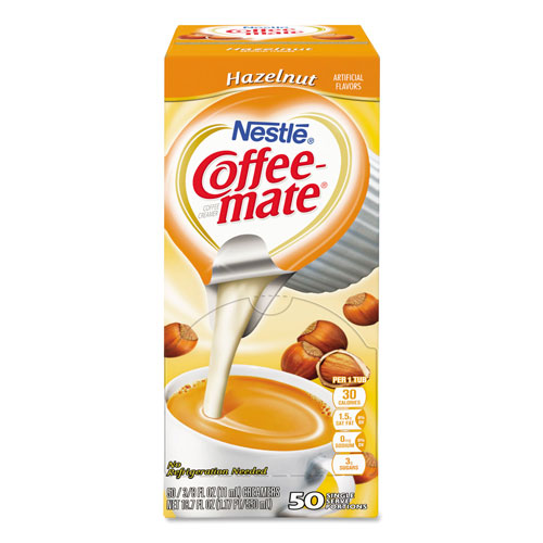 Coffee-Mate® Liquid Coffee Creamer, Hazelnut, 0.38 oz Mini Cups, 50/Box, 4 Boxes/Carton, 200 Total/Carton