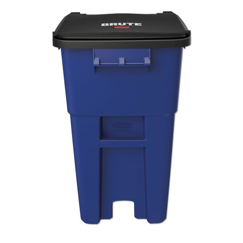 Rubbermaid Square Brute Rollout Container, 50 gal, Molded Plastic, Blue