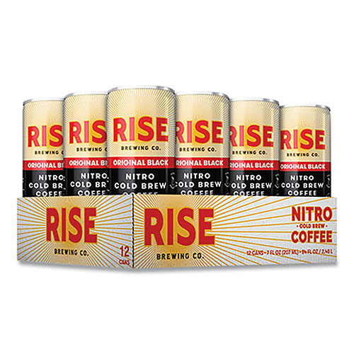 Rise Brewing Co. Nitro Cold Brew Latte, Original Black, 7 oz Can, 12/Carton