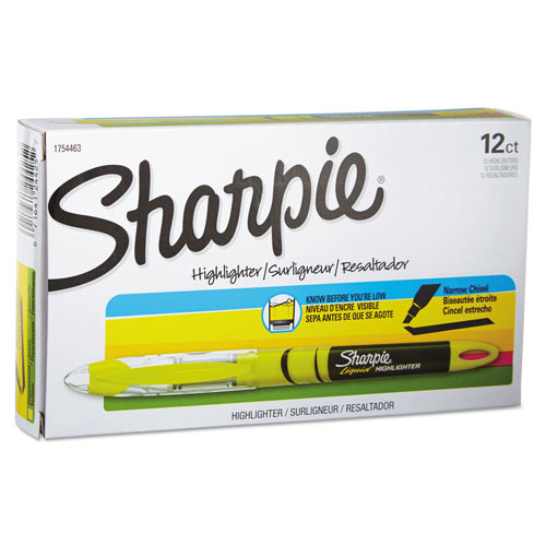 Sharpie® Liquid Pen Style Highlighters, Chisel Tip, Fluorescent Yellow, Dozen