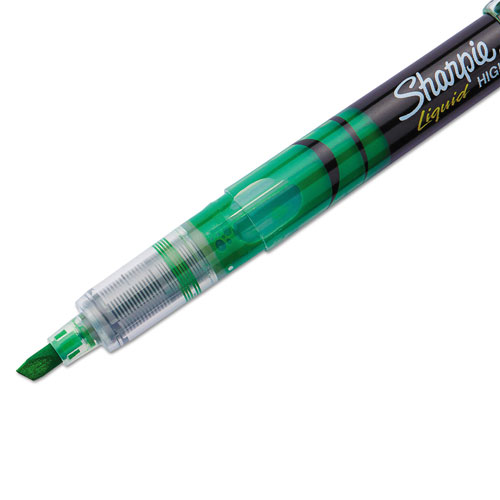 Sharpie® Liquid Pen Style Highlighters, Chisel Tip, Fluorescent Green, Dozen