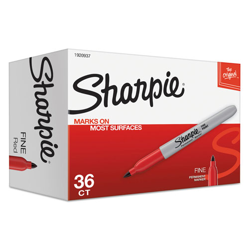 Sharpie® Fine Tip Permanent Marker, Red, 36/Pack