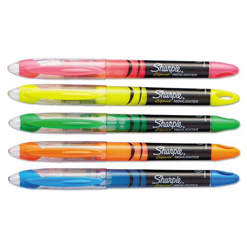 Sharpie® Liquid Pen Style Highlighters, Chisel Tip, Assorted Colors, 5/Set