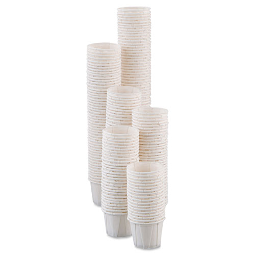 Solo Paper Portion Cups, .5oz, White, 250/Bag, 20 Bags/Carton
