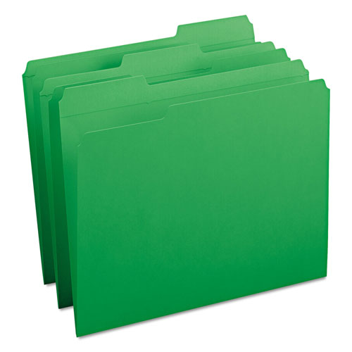 Smead Reinforced Top Tab Colored File Folders, 1/3-Cut Tabs, Letter Size, Green, 100/Box