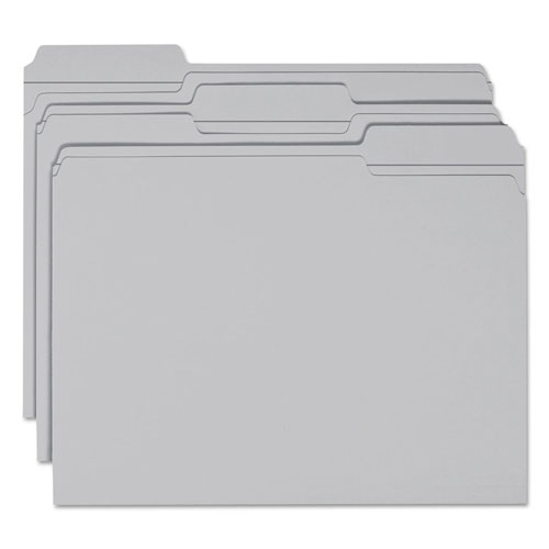 Smead Reinforced Top Tab Colored File Folders, 1/3-Cut Tabs, Letter Size, Gray, 100/Box